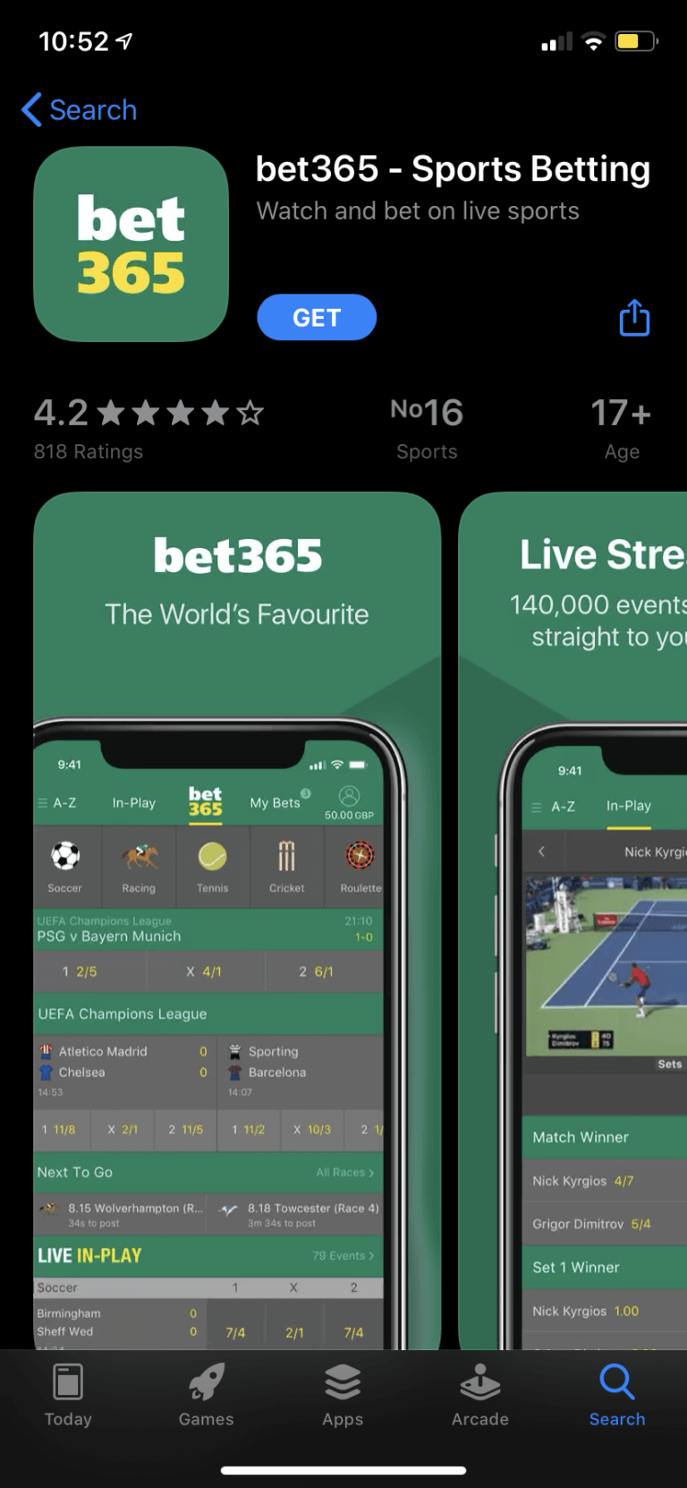 bet 365 app download android
