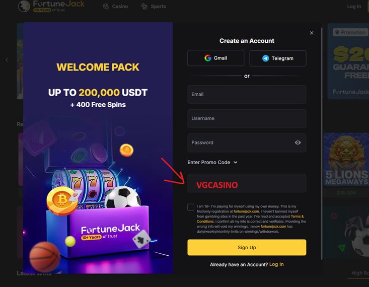 FortuneJack Promo Code