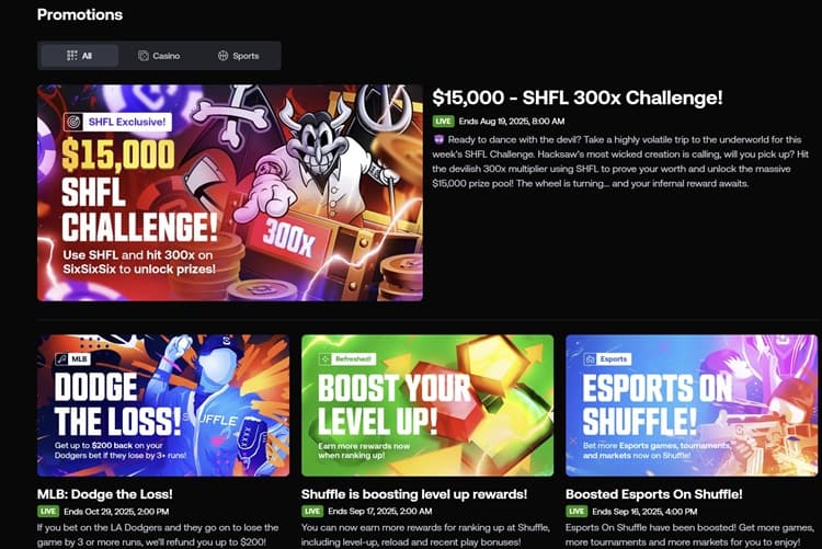 Shuffle Casino & Sportsbook Promotions