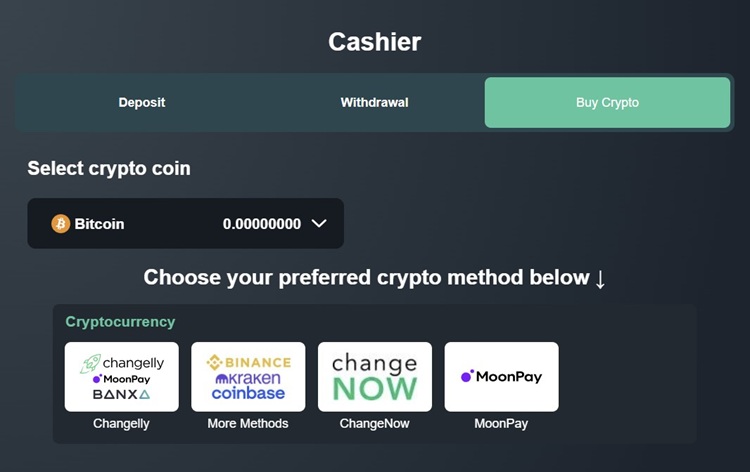 Vave Casino Buying Crypto