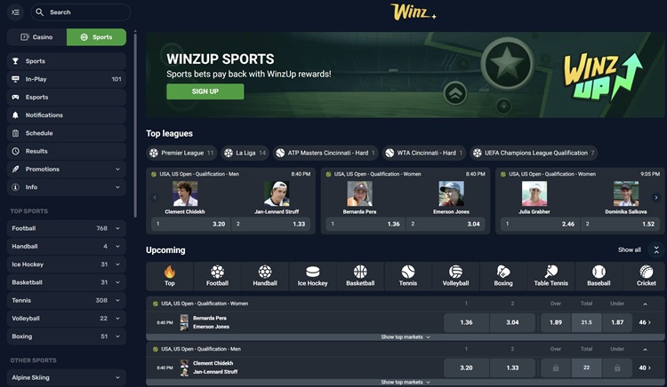 Winz.io Sports Betting Markets