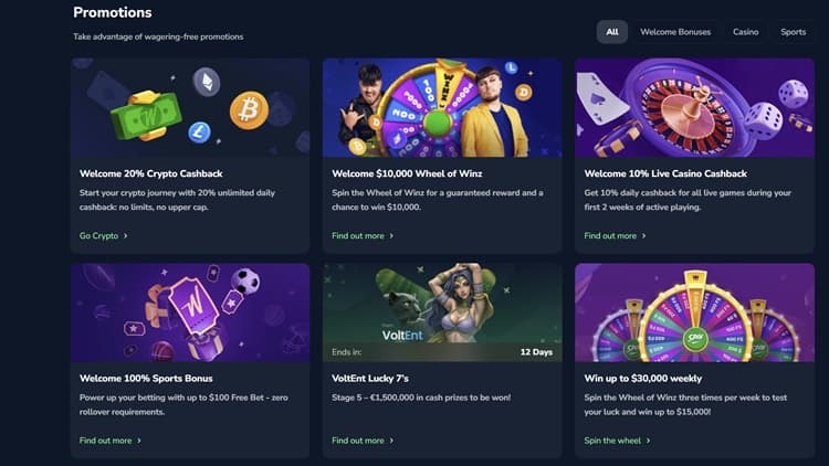 Winz.io Sports & Casino Promotions